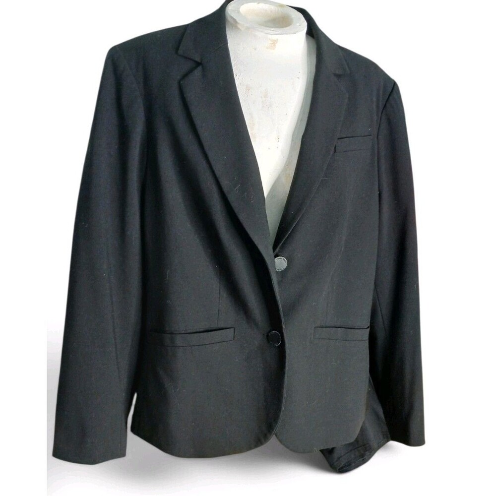 Calvin Klein Women's Black One ButtonBlazer Jacket Size 14 Career OfficeBusiness